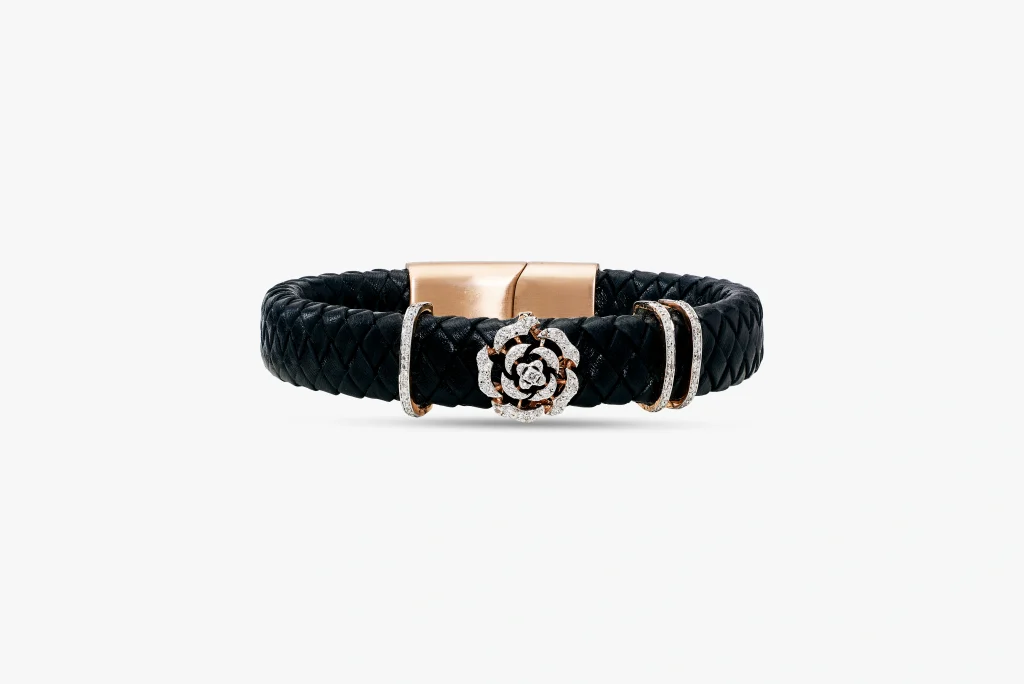 Diamond Rose Vegan Leather Natural Bracelet