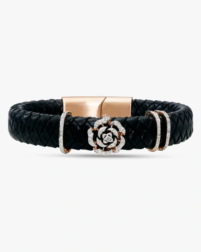 Diamond Rose Vegan Leather Natural Bracelet