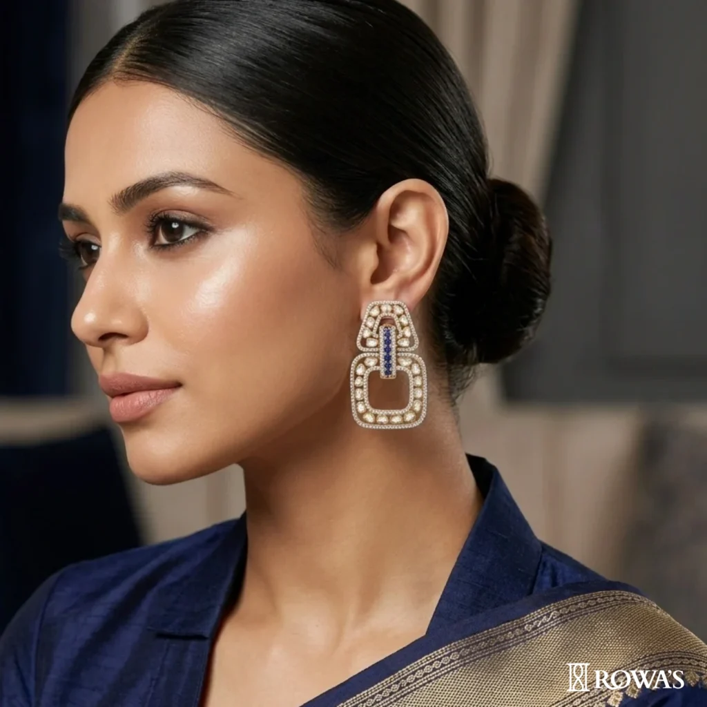 Deco Allure Diamond And Uncut Earring