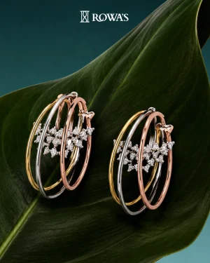 Tri-Color Rose Harmony Diamond Earrings
