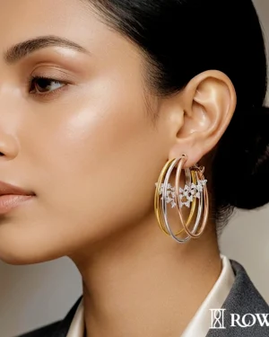 Tri-Color Rose Harmony Diamond Earrings