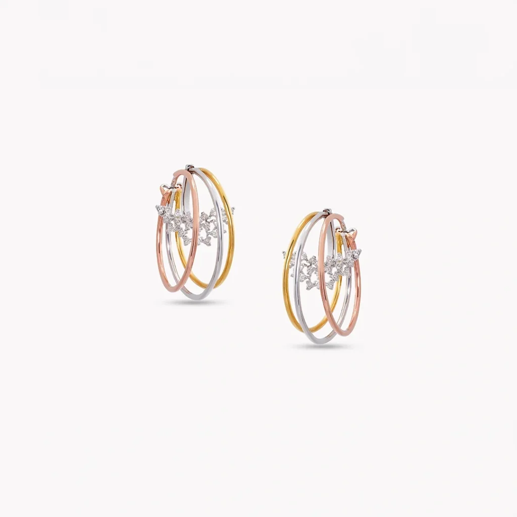 Tri-Color Rose Harmony Diamond Earrings