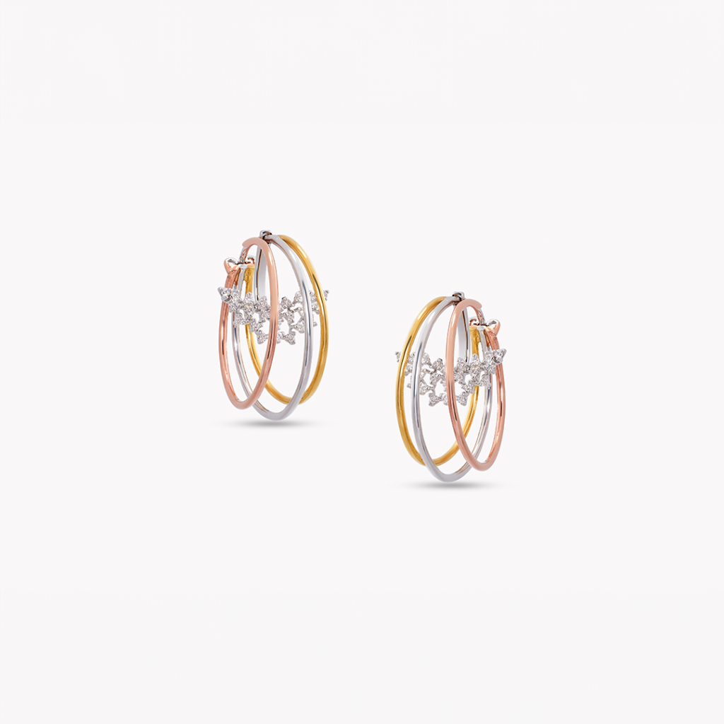 Tri-Color Rose Harmony Diamond Earrings