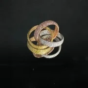 Trinity Ring in Pink and Yellow Fancy Colored Diamonds