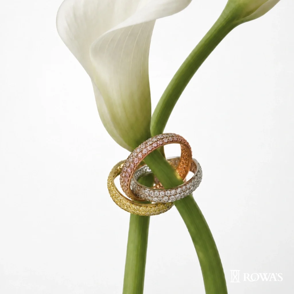 Trinity Ring in Pink and Yellow Fancy Colored Diamonds