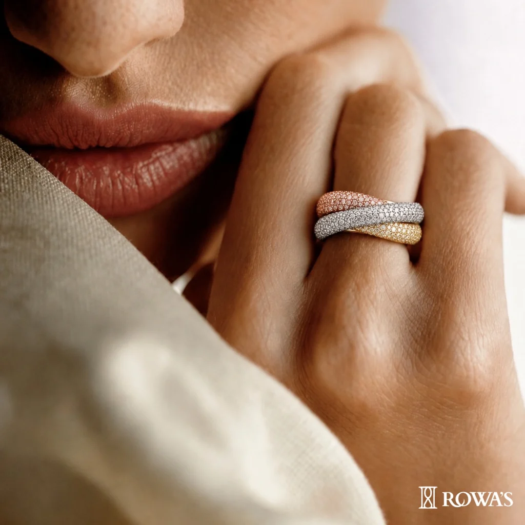 Trinity Ring in Pink and Yellow Fancy Colored Diamonds