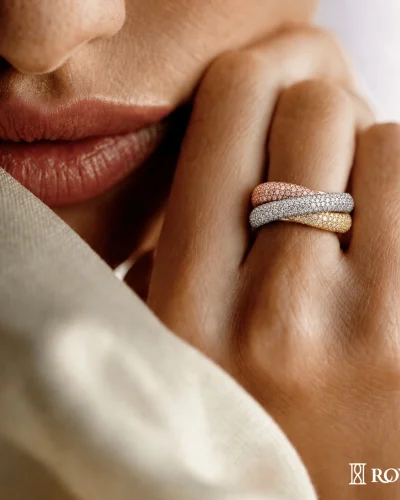 Trinity Ring in Pink and Yellow Fancy Colored Diamonds