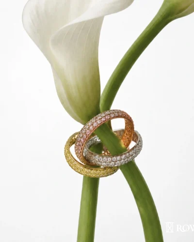 Trinity Ring in Pink and Yellow Fancy Colored Diamonds