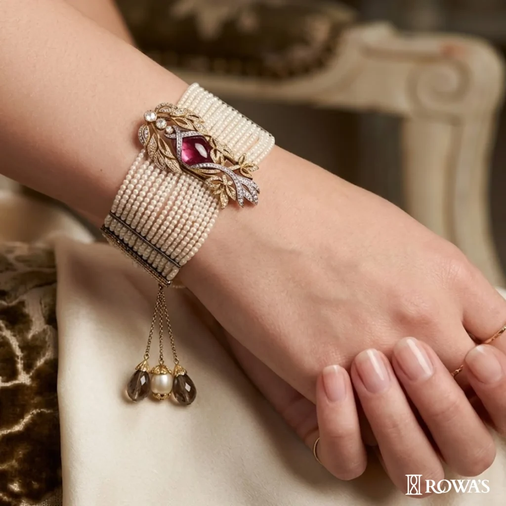 Art Deco Ruby Blossom Bracelet