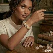 Diamond Rose Vegan leather band Natural Bracelet