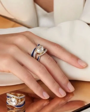 Retro Teardrop Diamond Uncut Ring
