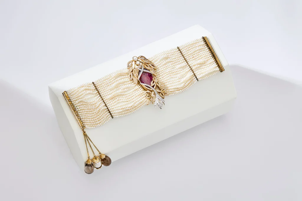 Art Deco Ruby Blossom Bracelet