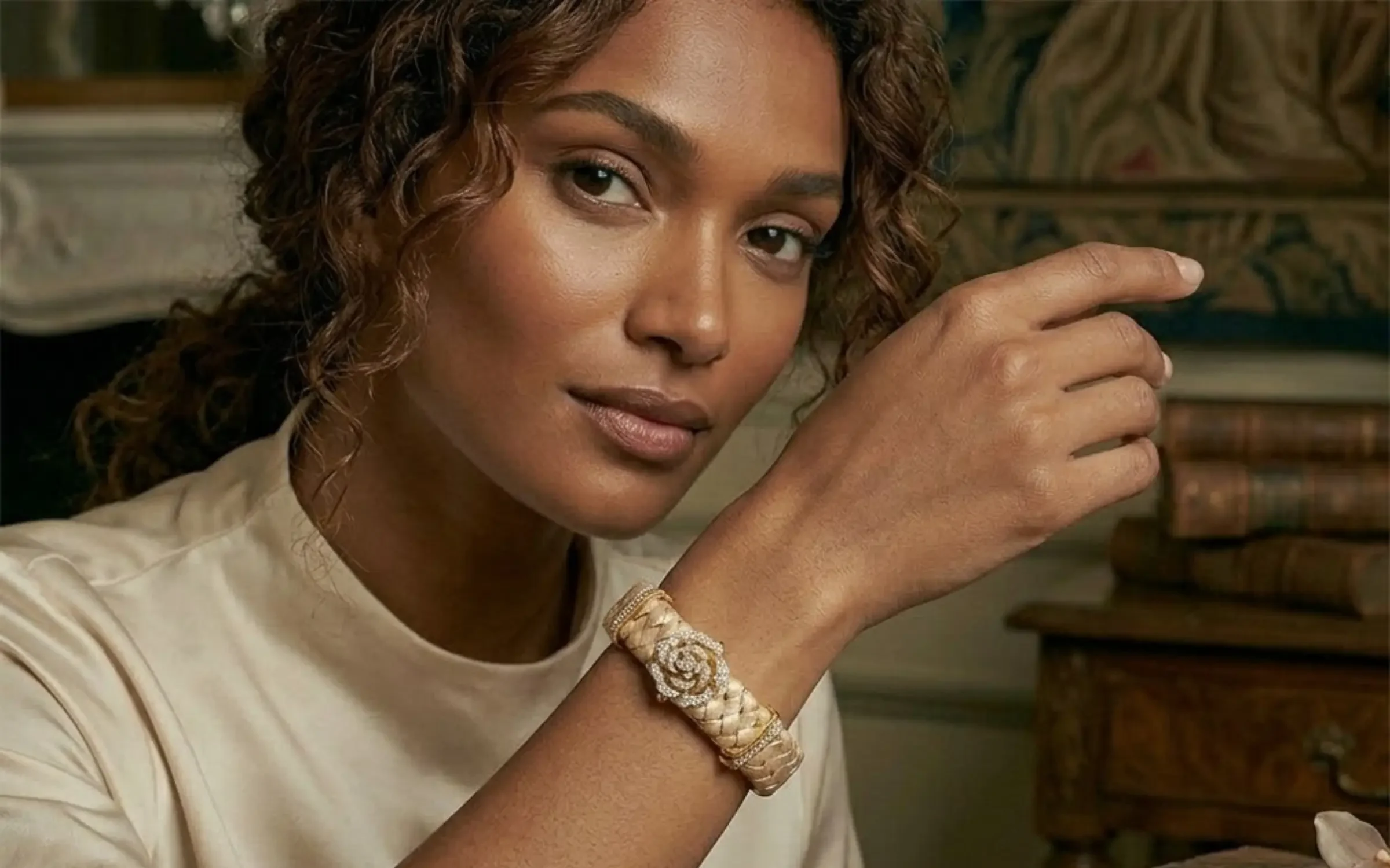 Diamond Rose Vegan leather band Natural Bracelet Rowas