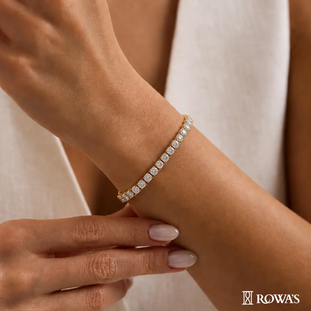 Golden Symphony Tennis Bracelet In Diamonds
