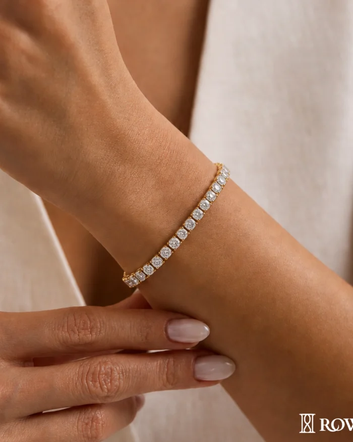 Golden Symphony Tennis Bracelet In Diamonds