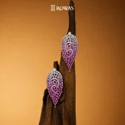 Radiant Lace Earrings in Pink Rhodium and Diamonds