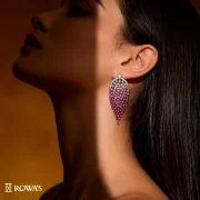Radiant Lace Earrings in Pink Rhodium and Diamonds